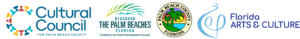 Logos for the Cultural Council of Palm Beach County, The Palm Beaches, Palm Beach County, Florida, and the Florida Department of State Division of Arts and Culture