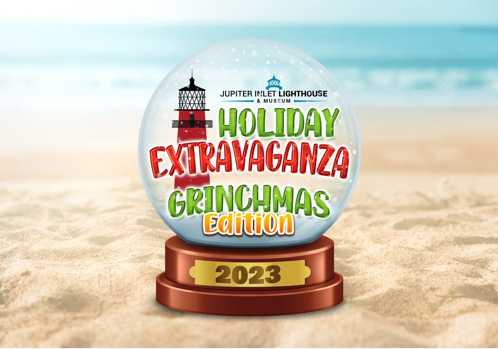 Holiday Extravaganza Snowglobe on a Sandy Beach