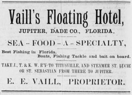 Vaill's Floating Hotel ad in Tropical Sun